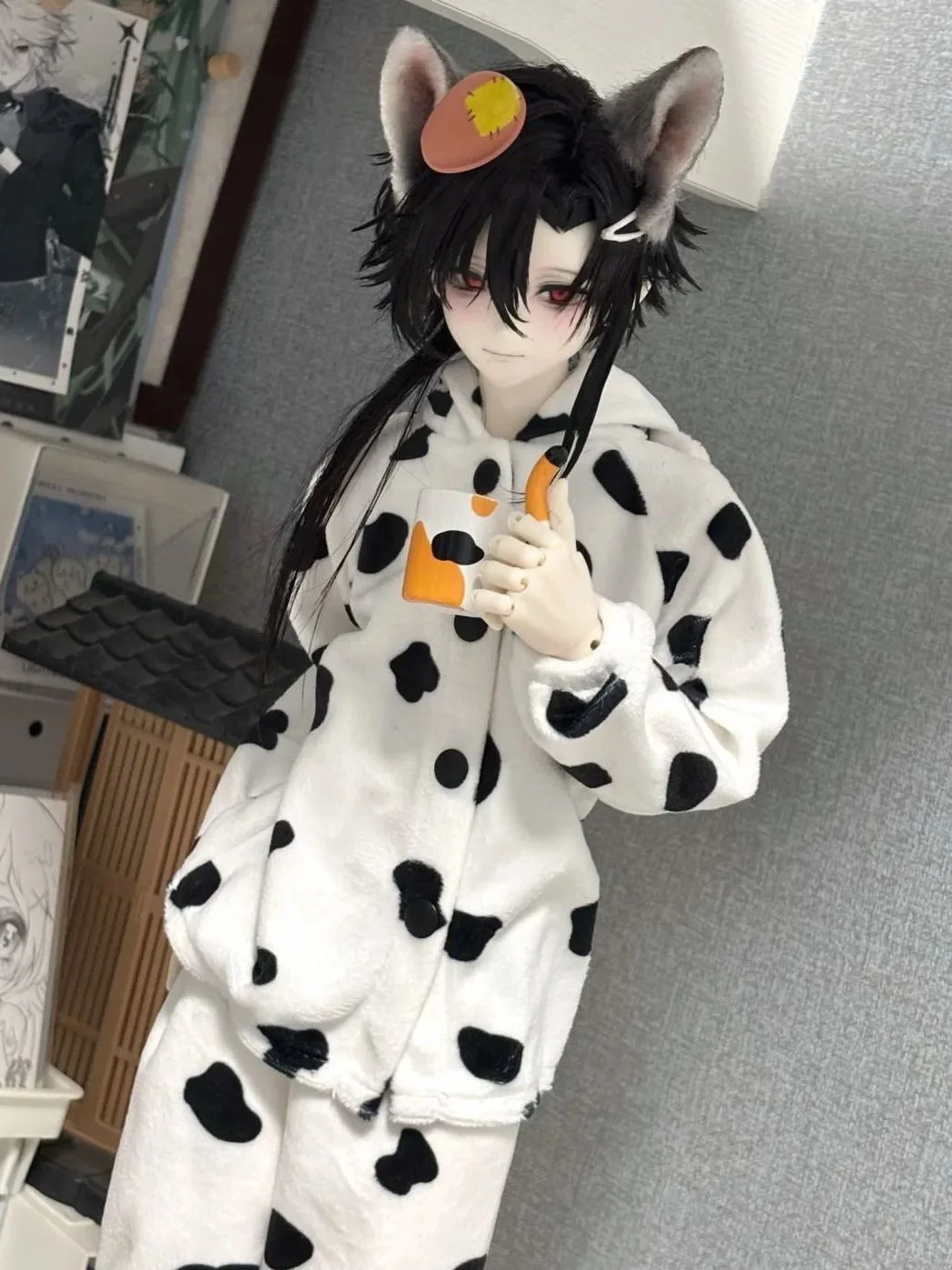 

Одежда для кукол BJD, подходящая для размеров 1/3 1/4 1/6, милый черно-белый пижамный комплект, аксессуары для кукол (2 очки)