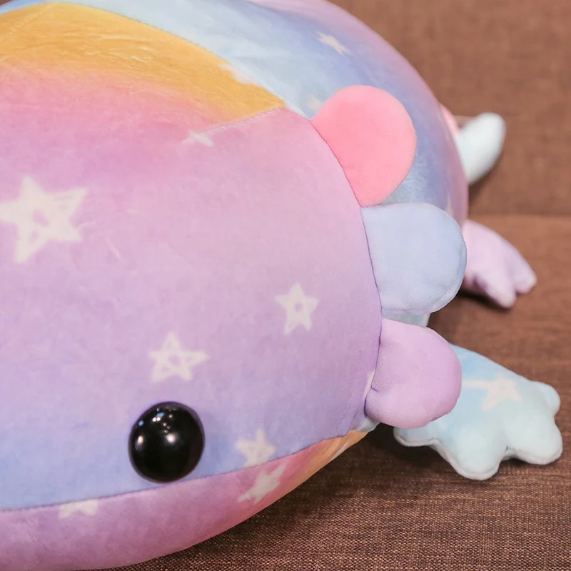 Muñeco de peluche suave y blando para niños, muñeco de salamandra, Axolotl, Animal submarino, estrellas, corazones, impresión, 37/46/58cm