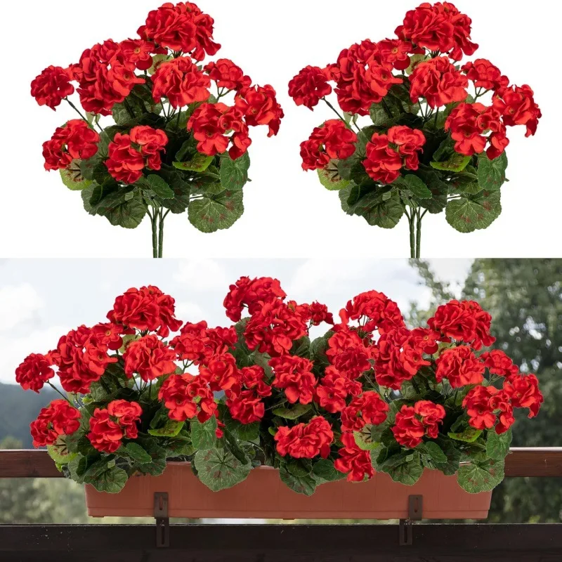 Violette lente zijden bloemen kunstplanten met begonia geranium kunstbloemen voor thuis woonkamer decoratie - afbeelding 2