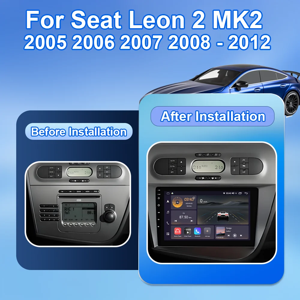 

Автомагнитола Android 16 для Seat Leon 2 MK2 2005-2012 с GPS-навигацией, мультимедиа, видеоплеером, DVD, 4G и беспроводным CarPlay