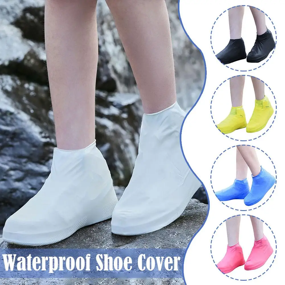 1pair Silicone Waterproof Shoe Covers M/l Covers Slip-resistant Rubber Rain Boot Overshoes Accessories For Outdoor Rainy Da Z4t7