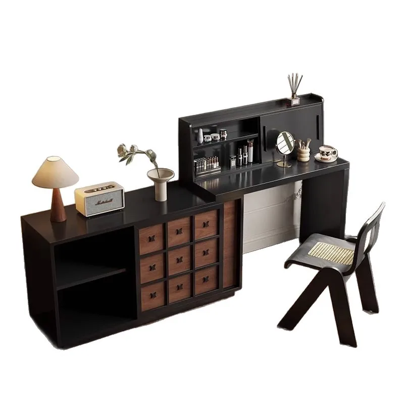 Medieval dresser chest integrated bedroom retro walnut pattern makeup table