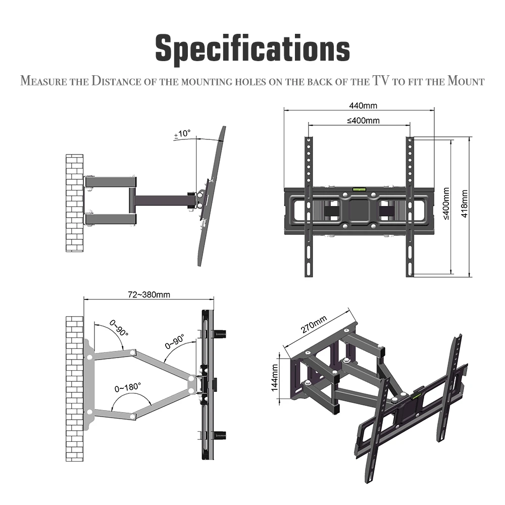 26-55 Inch Double Pendulum Large Base TV Stand TMDS-105 Bearing 40Kg/Vese400*400/Upper And Lower