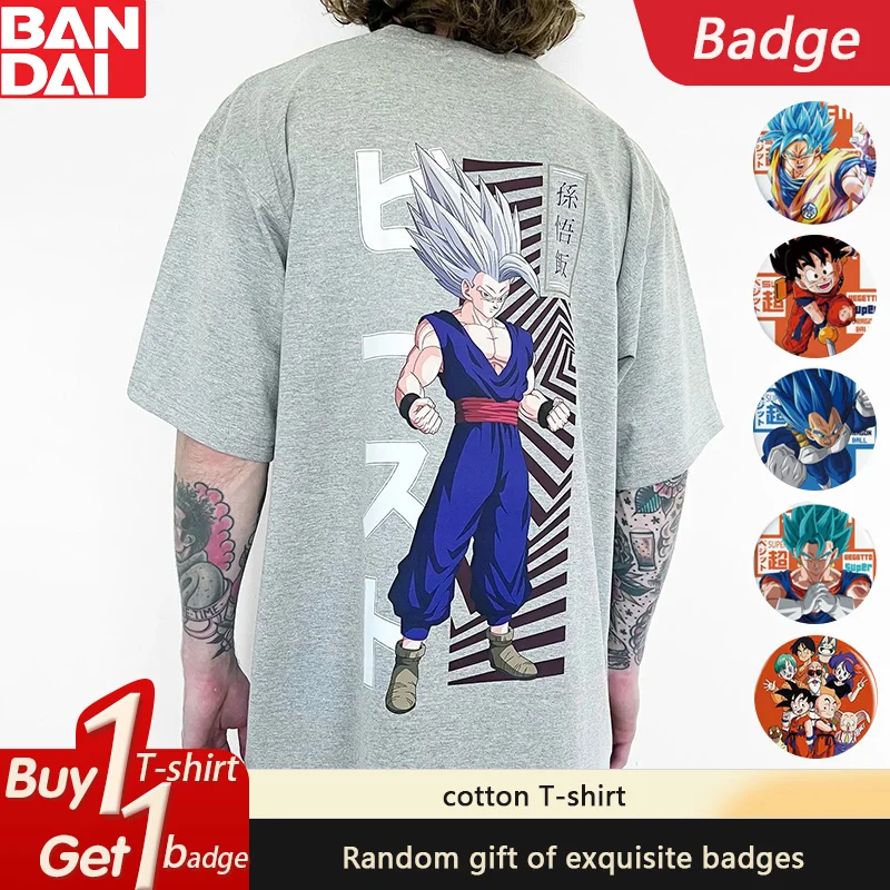 

Dragon Ball GOKU аниме периферийные устройства с коротким рукавом, лето 2029, свободная мужская и женская хлопковая футболка с круглым вырезом, Ins