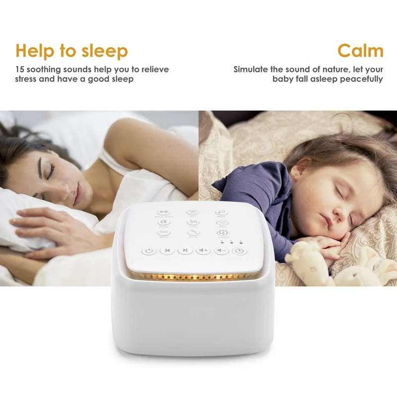 White Noise Machine,Rechargeable Sound Machine For Baby Adults,30 Soothing Sounds And Warm Light For Sleeping Easy Install