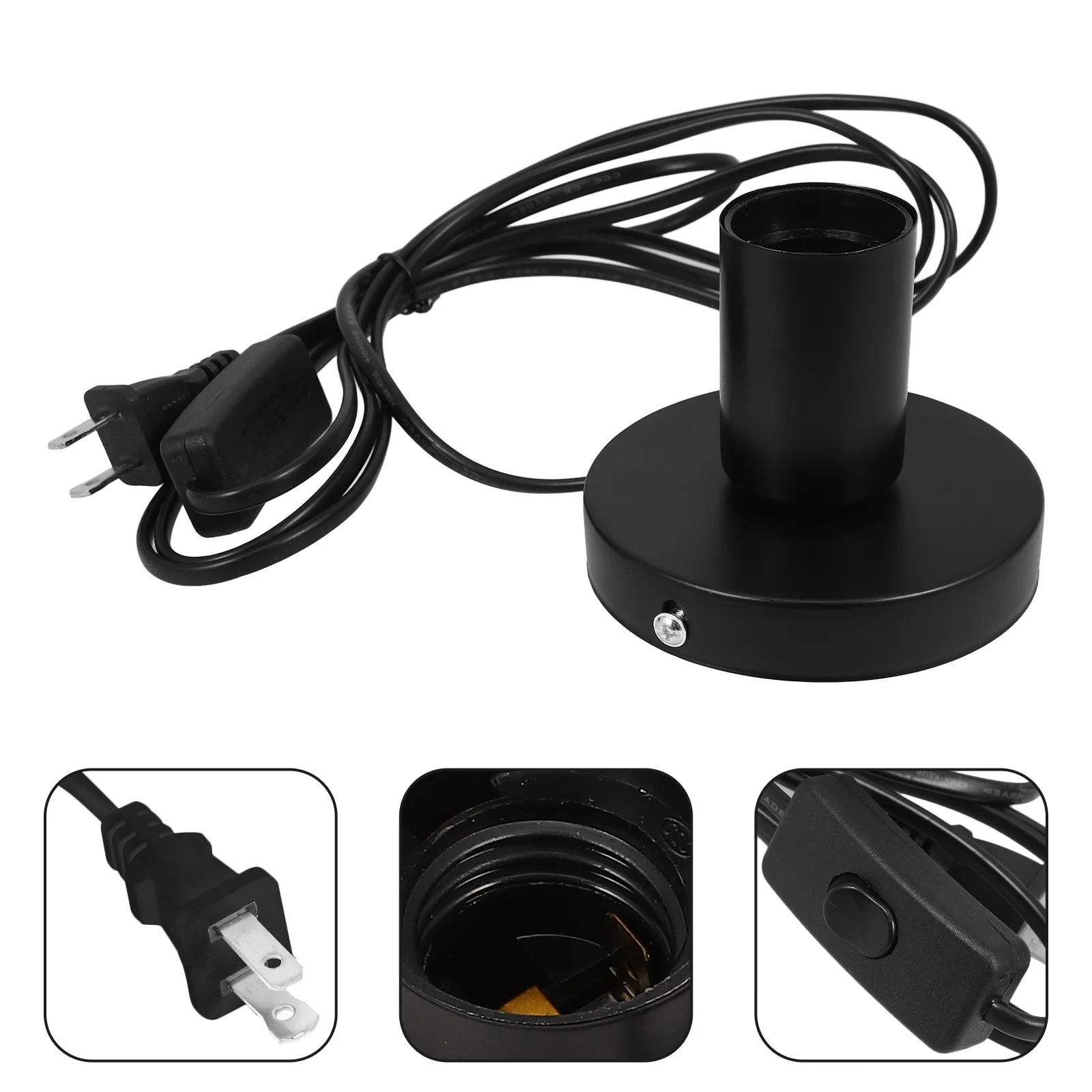 

Industrial Lamp Base Metal Desktop Light Socket E27 Screw Holder With Cord Switch Small Night Light Fixture For Home Office