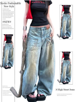 Autumn Winter Women Trendy Old Money Vintage Harajuku Jean Japanese Abi Y2K Streetwear Baggy Denim Mom Pants Grunge Cyber Punk