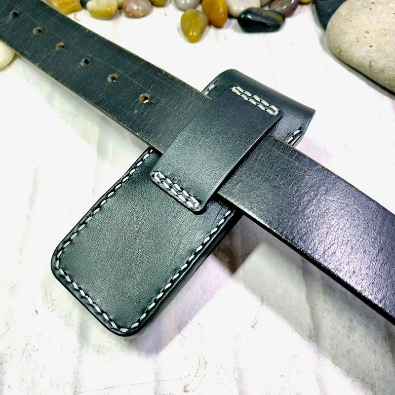 Large-Size Jackknife Sheath Folding Knife Holster Waist Bag Handmade EDC Army Knife Holder Belt Pack Genuine Leather DFD