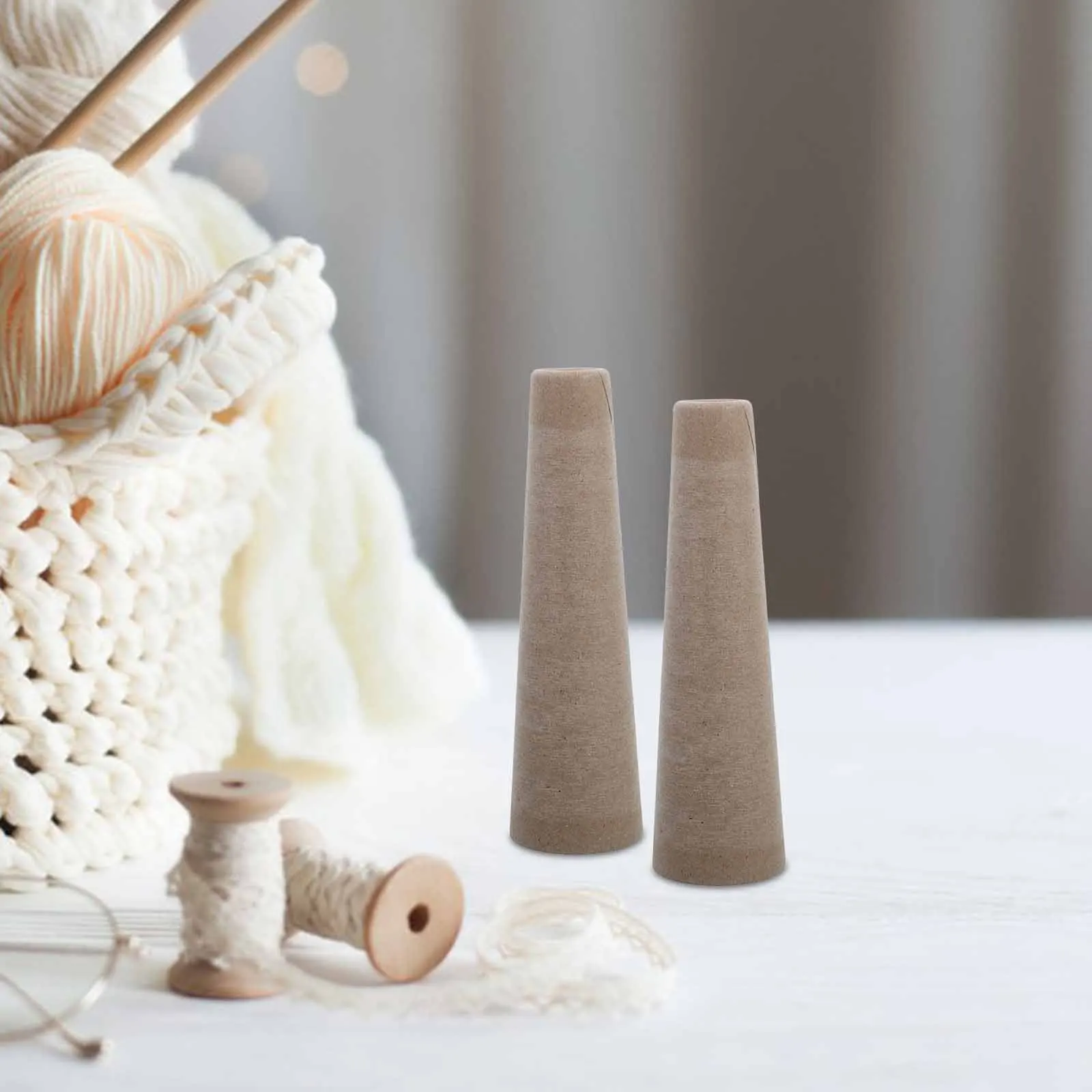 

6pcs Yarn Paper Core Wool Tube Winder Large Capacity Light Brown Cotton Cone Spool Knitter Bobbin Hand Crocheting Weaving