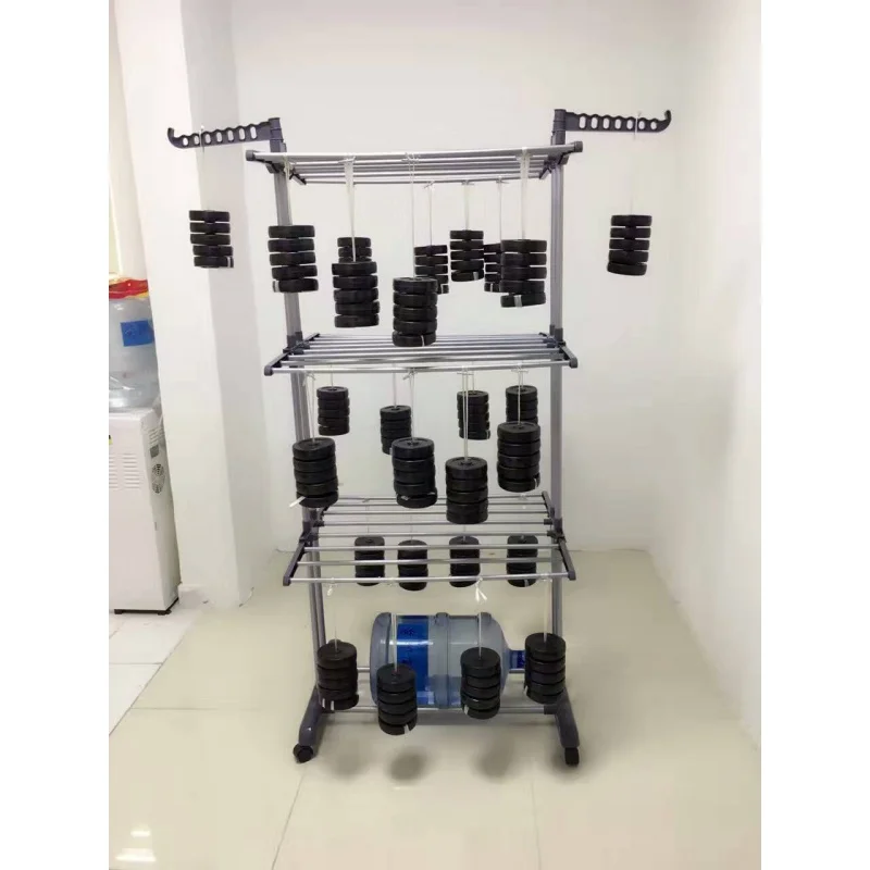 New floor folding clothes hanger three-layer towel rack multifunctional storage rack