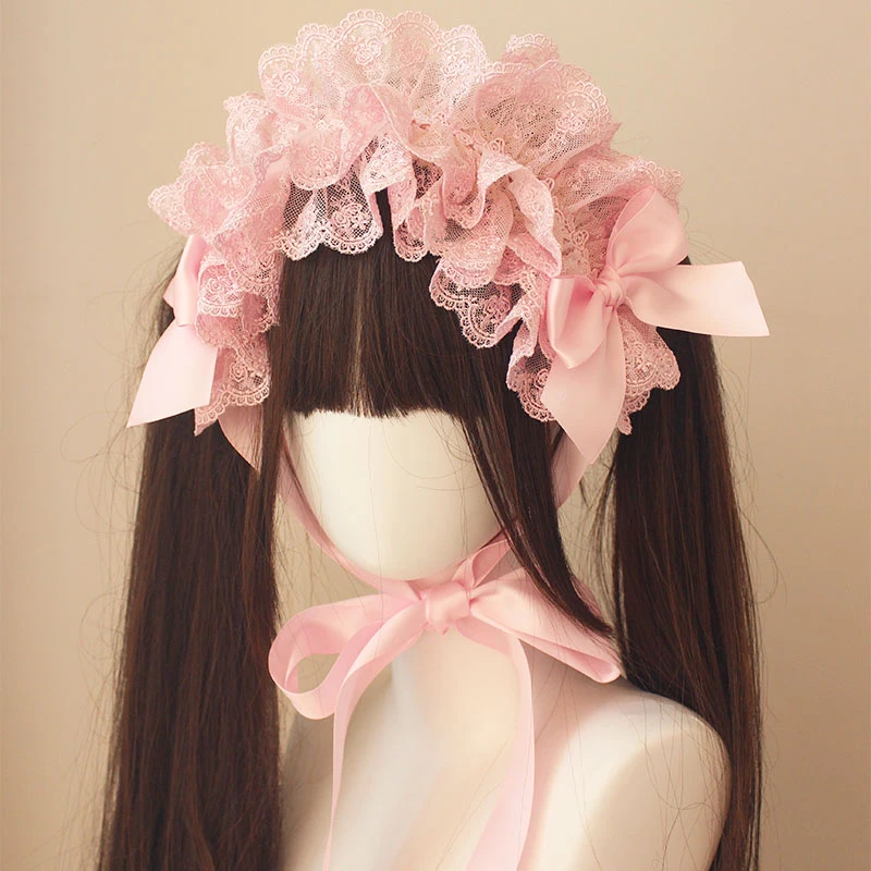 Chapeau gothique Lolita Harajuku, magnifique bandeau multicouche en dentelle, épingle à cheveux, Anime Cosplay princesse, Bonnet en dentelle, couvre-chef doux