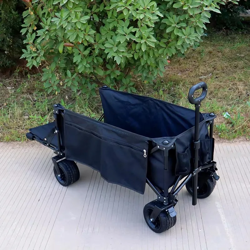 XMSJ Collapsible Beach Wagon Cart With Big Wheels Upgrade Large Capacity Folding Wagon Foldable Grocery Wagon Sand Garden Sport