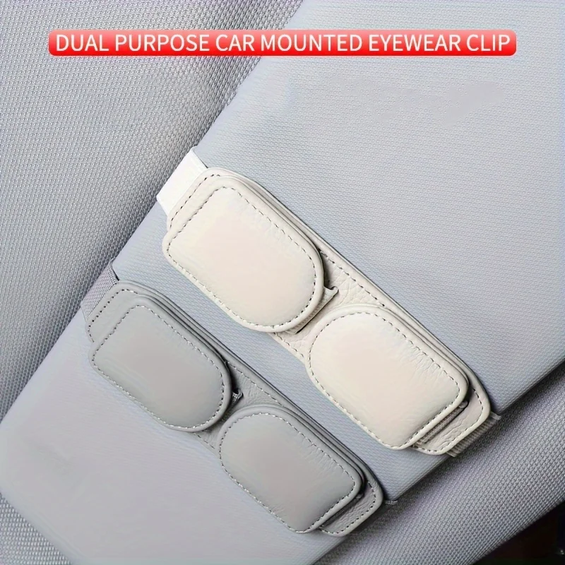 

Car Double ClipSun VisorSunglasses HolderConvenient Storage Card TicketReading Glasses For Auto Accessories, Car Glasses Holder