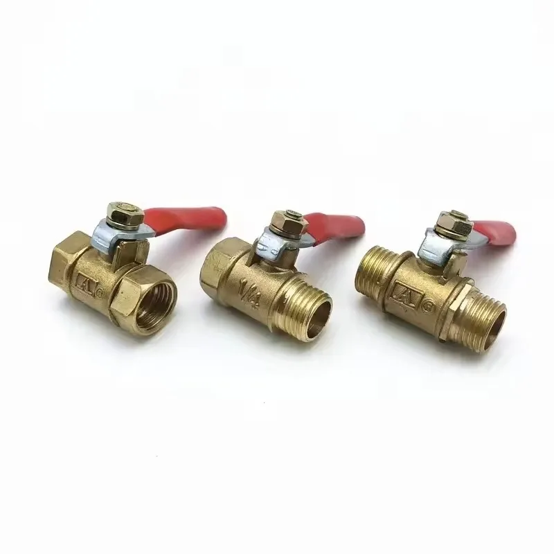 1/8' 1/4'' 3/8'' 1/2'' Brass Small Ball Valve Female/Male Thread Brass Valve Connector Joint Copper Pipe Fitting Coupler Adapter