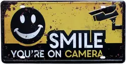 Smile You're on Camera Business Store Video Surveillance Sign Retro Tin Poster 12