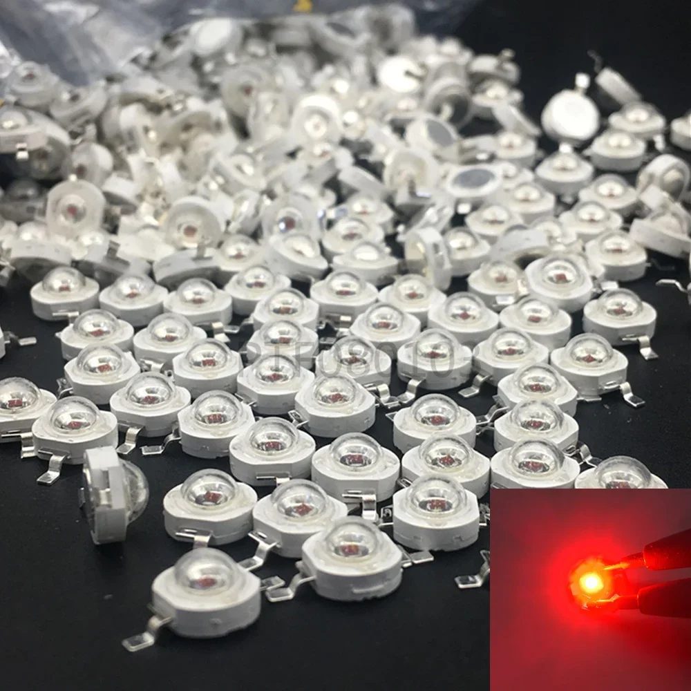 100 قطعة 1 واط 3 واط LED مصابيح LED عالية الطاقة سطوع فائق أحمر عميق 660nm أزرق ملكي 445nm وردي كامل الطيف أبيض أصفر مصدر الضوء