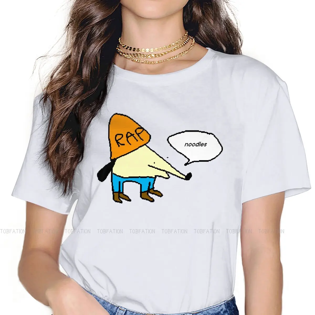 Noodles TShirt For Girls PaRappa The Rapper Rhythm Game Tees Harajuku Female T Shirt Basic Graphic Oversized