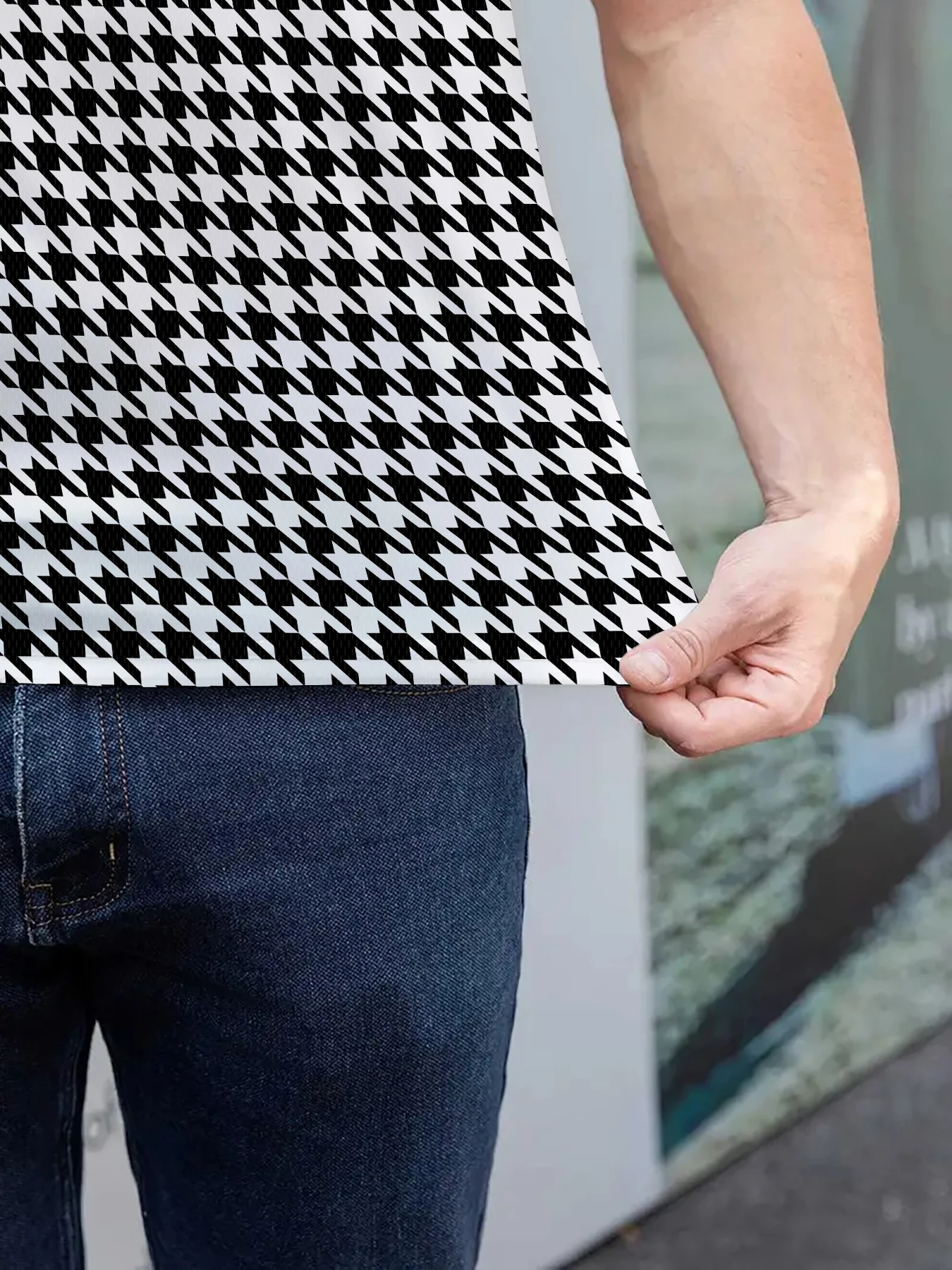 Verão masculino novo listrado carta impressão refrescante e respirável em torno do pescoço camiseta calças definir roupas casuais ao ar livre