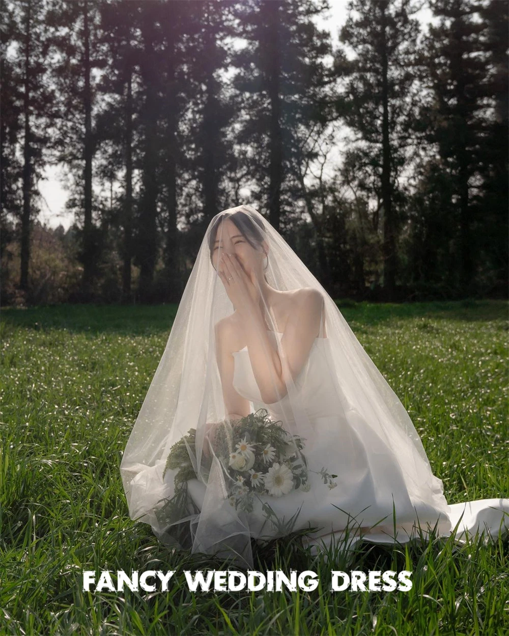 Vestido de novia sin tirantes para fotografía, traje de novia de línea A sin mangas, de satén, longitud hasta el suelo