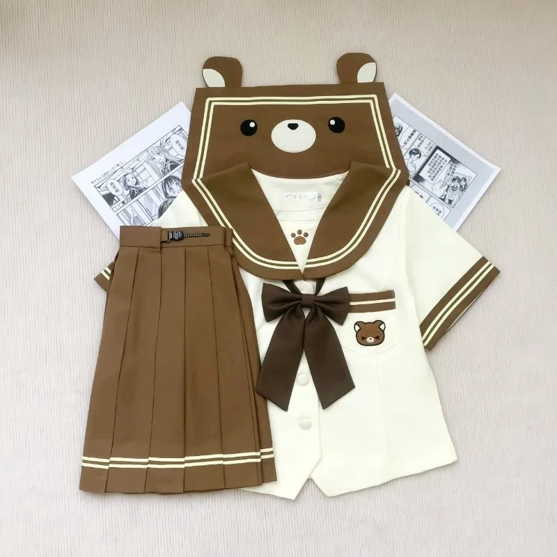 

Spring Summer Japanese JK Women's Suit Sweet Kawaii 2 Pieces Set Korean Fashion Preppy Style Patchwork Y2k Design Woman Clothes