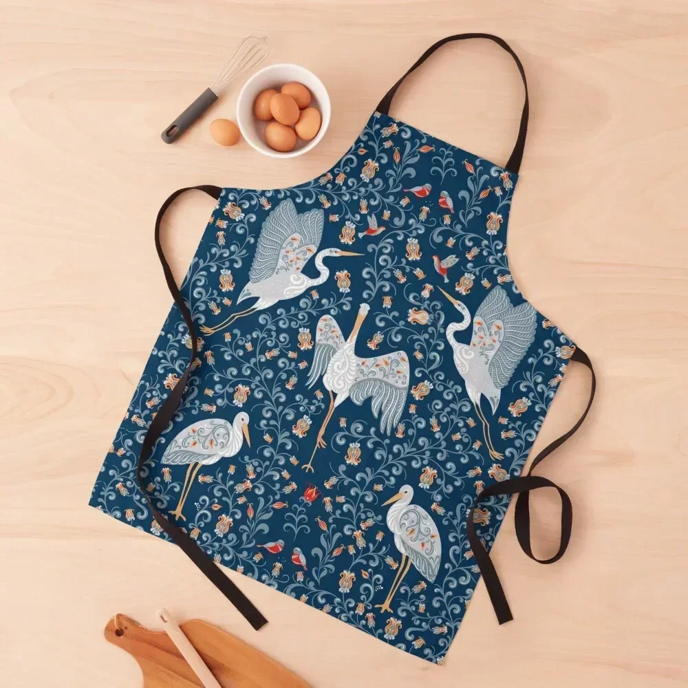 

White Storks Apron women's kitchens Kitchen Kawaii Accessories Home And Kitchen Novelties Kitchen And Home Apron