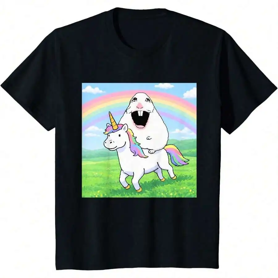 2026 New Fashion Happy Hamster Meme Print Women Round Neck Short Sleeve Casual Tee Basic Top T Shirt