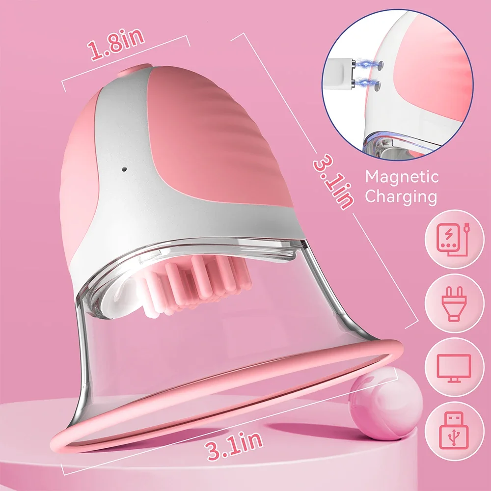 Breast Massage Nipple Vibrator Sucker Strong Manual Sucking Stimulator with 10 Vibration Rotation Modes Adult Sex Toys for Women