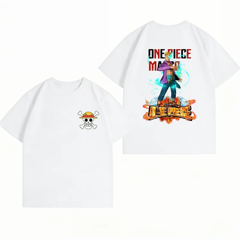 Men's Clothing New 100% Cotton Breathable Summer T-Shirt Bandai One Piece Marco Print Casual Streetwear Men's Tops