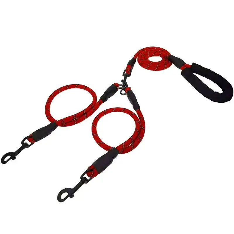 Dog leash, one tow, two dog walking ropes, double headed, two small, medium, and large dog pets, teddy bear, golden retriever, d