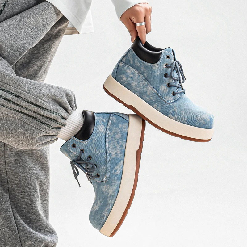 

Canvas Denim Boots Men's Fashionable Breathable Outdoor Climbing Boots Versatile Stylish Casual Boot Footwear Size 39-44