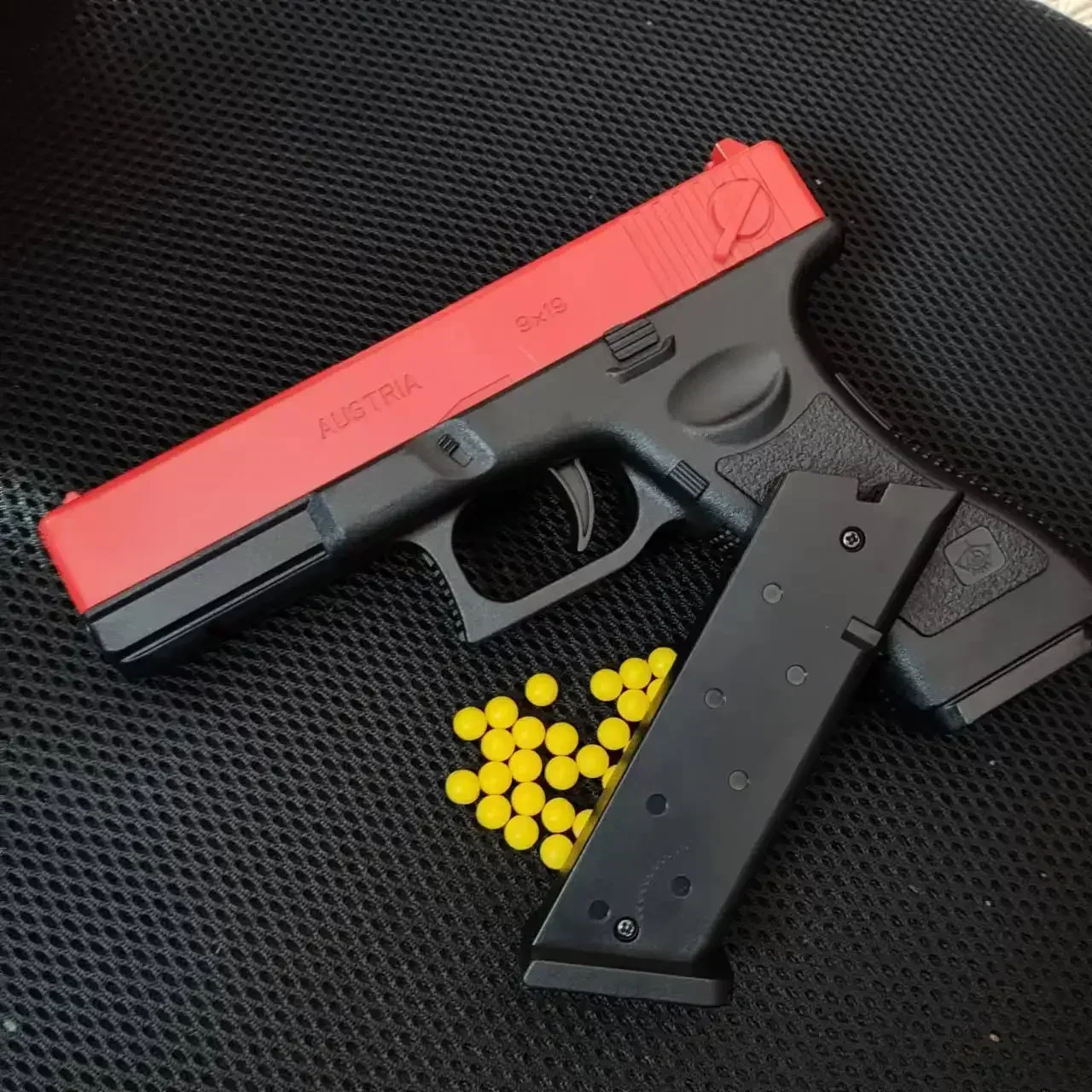 Manual G17 Toy Gun Lower Magazine with Laser Soft Bullet Airsoft Pistol Outdoor Sports CS Game Weapon for Children Gift