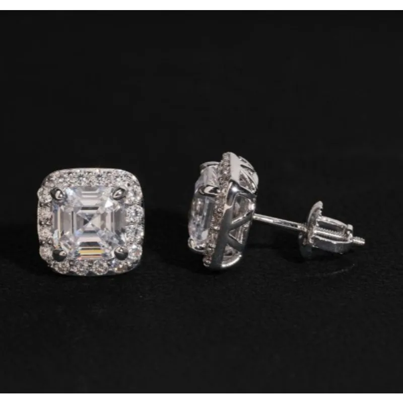 

Zircon Halo Stud Earrings – Icy Gold-Tone Statement Earrings for Women & Men, Perfect for Weddings, Parties, Hip-Hop jewelry