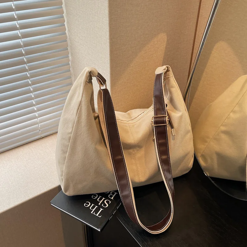 

Женская ретро-сумка большой вместимости, новая модная и универсальная сумка через плечо, однотонные повседневные сумки через плечо