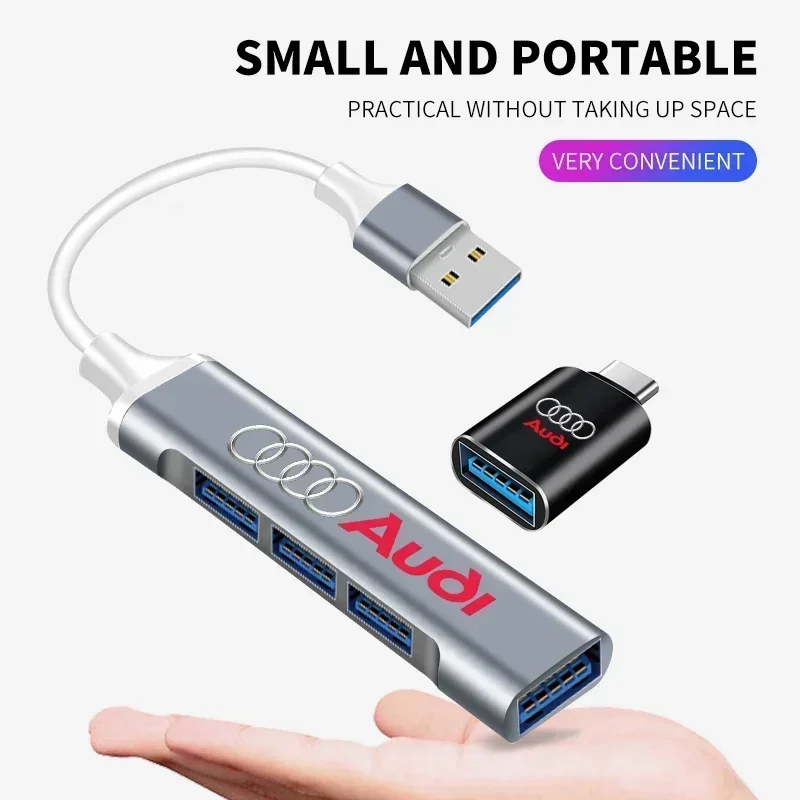 C타입 USB-USB 어댑터 충전 인터페이스 컨버터, 아우디 A4 B5 B6 A3 8P 8V 8L A5 A6 C6 C5 A1 A7 A8 Q2 Q3 TT 자동차 액세서리