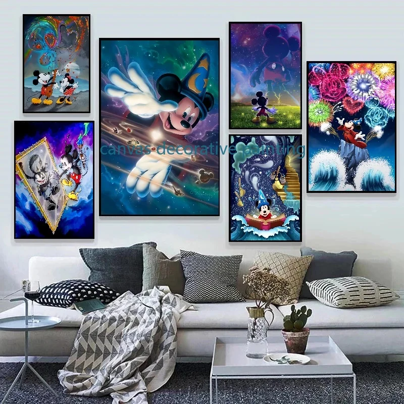 

Colorful Creativity Disney Cartoon Mickey Mouse Pictures Prints High Quality Canvas Painting Aesthetic Room Decor HD Poster Wall