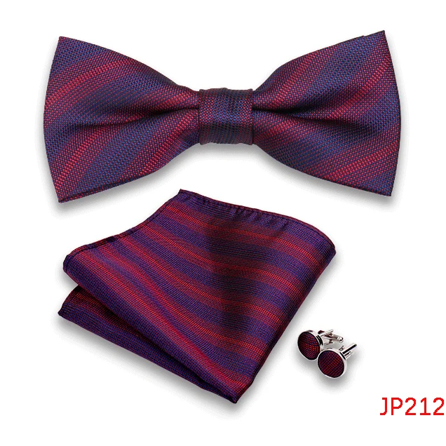 Klassische Herren Fliege Taschentuch Manschettenknöpfe Set Jacquard Fliege für Mann Hochzeit Business Schmetterling Knoten Geschenk Mann Zubehör – Detail 14