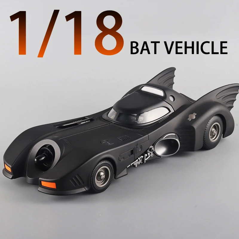 1/18 Alloy Classic Movie Car Batmobile Bat Sports Car Model Diecast Metal Racing Car Model Sound Light Simulation Kids Toy Gifts