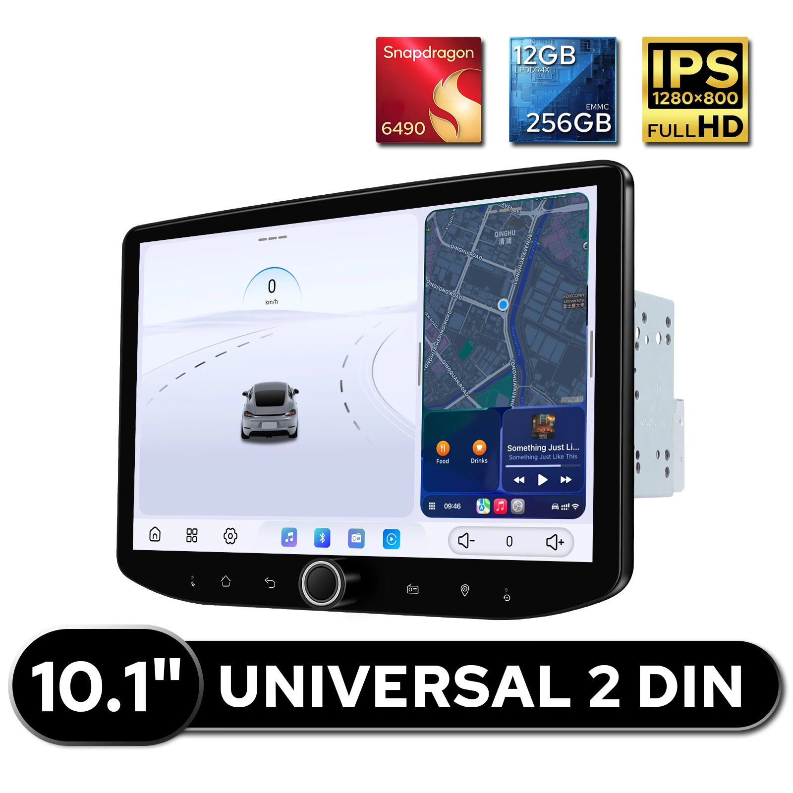 Автомагнитола Android 10.1 дюйма, 12 ГБ+256 ГБ, 2 DIN, беспроводной CarPlay, Android Auto, HDMI-вход/выход, двойной Bluetooth, GPS-радио