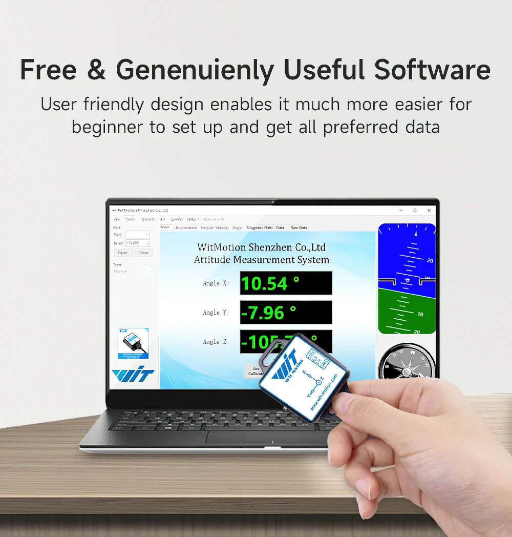 WitMotion WT61C AHRS Inclinometer Accelerometer+Gyroscope+Angle(High-Precision 3-Axis XYZ, 100HZ Output), Provide PC/Android App