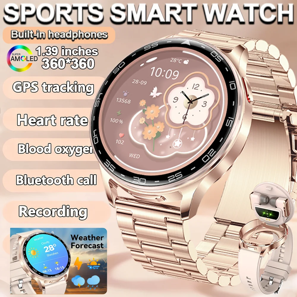 

From DAORKOW 2-In-1 TWS Headset Smartwatch 1.39" Men Women Sport Fitness AMOLED Health Watch Earbuds Noise Reduction Smartwatch