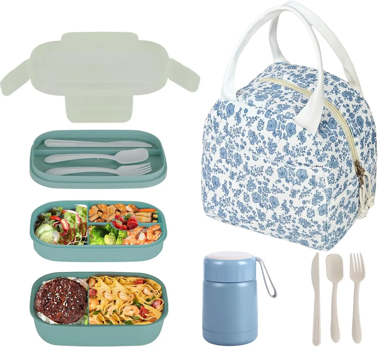 

Insulated Lunch Box Set with 12oz Soup Thermo, Leak-Proof Containers for Women and Girls Travel Picnic