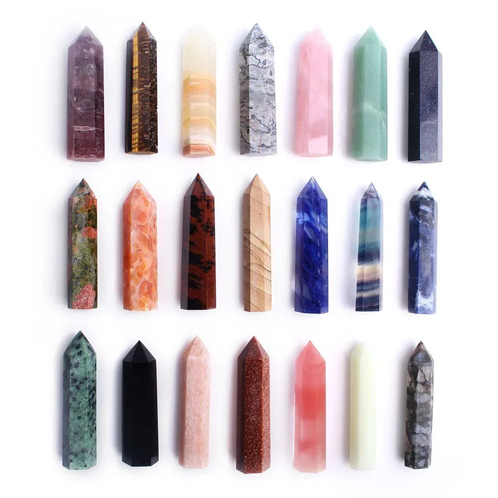 4-8Cm Natuurlijke Hand Gepolijste Kristallen Kolom Multi-Color Hex Prisma Crystal Quartz Erts Aquarium Siersteen Huisdecoratie