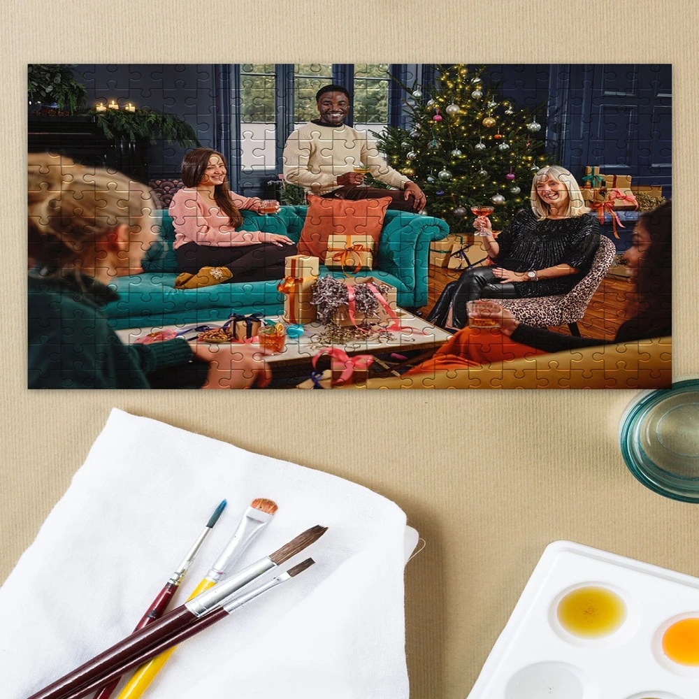 150/300/500pcs Cartoon Christmas Customizable Picture Custom DIY Personalised Photo Portrait Puzzles For Kids Toy Baby Gift