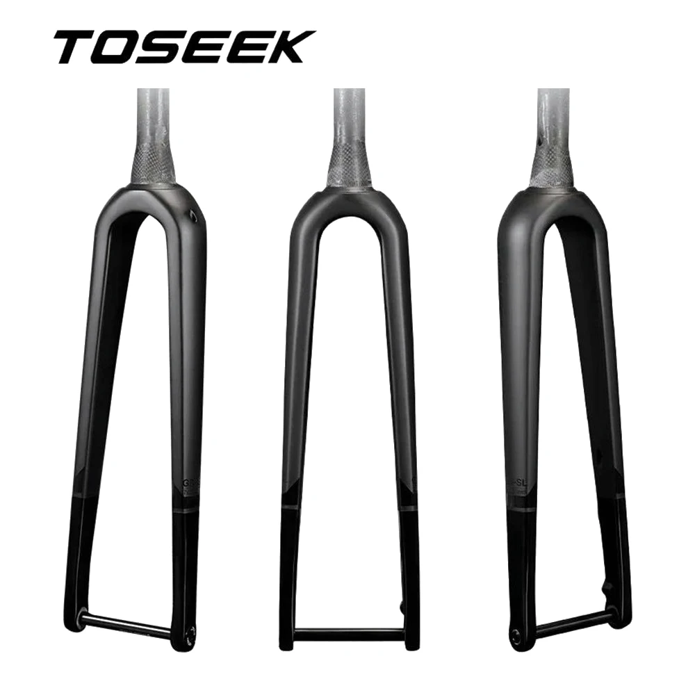 

TOSEEK T800 Carbon Fiber Bicycle Front Fork Road Bike Fork 700C*45mm Thru Axle 12*100mm Road Fork Gravel Fork