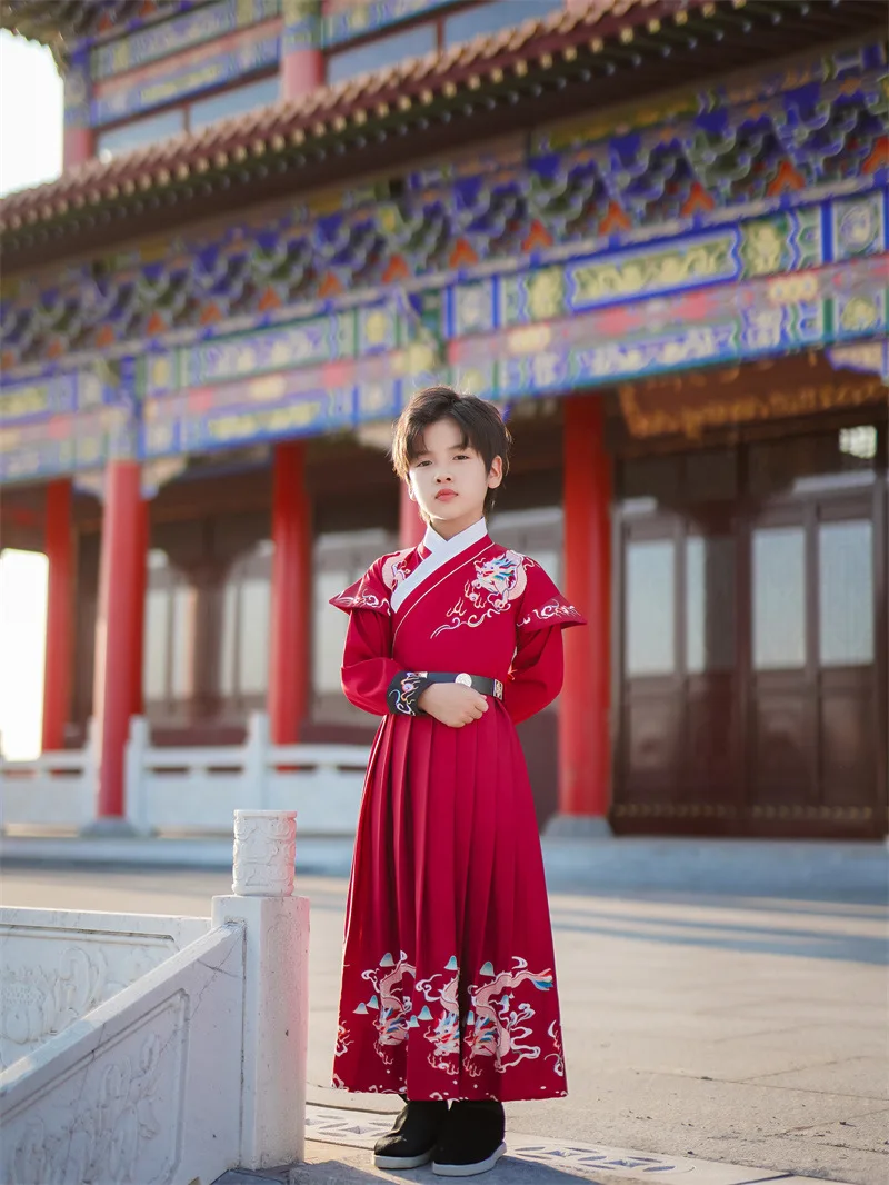 

Original Ancient Embroidery Hanfu Boy Cospaly Costume Chinese Traditional Folk Dance Wear Tang Suit Performance Clothing