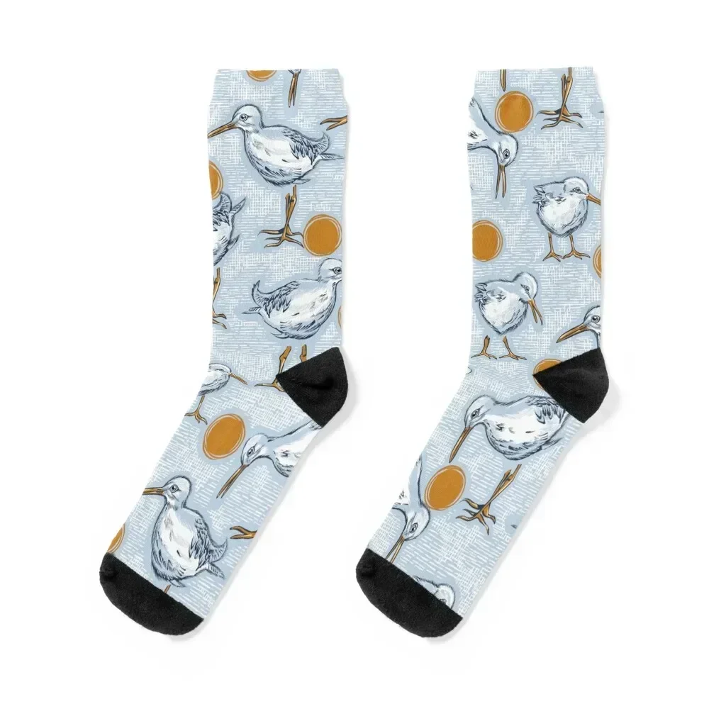 Sunny Sandpipers Pattern Pale Blue Socks Crossfit set floor Rugby Men's Socks Women's