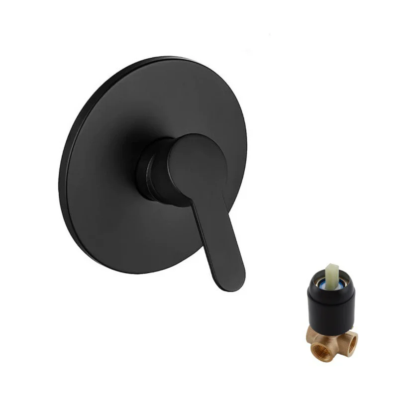 

Brass Bathroom Shower Faucet into Wall Round Black Mixer Valve Faucet