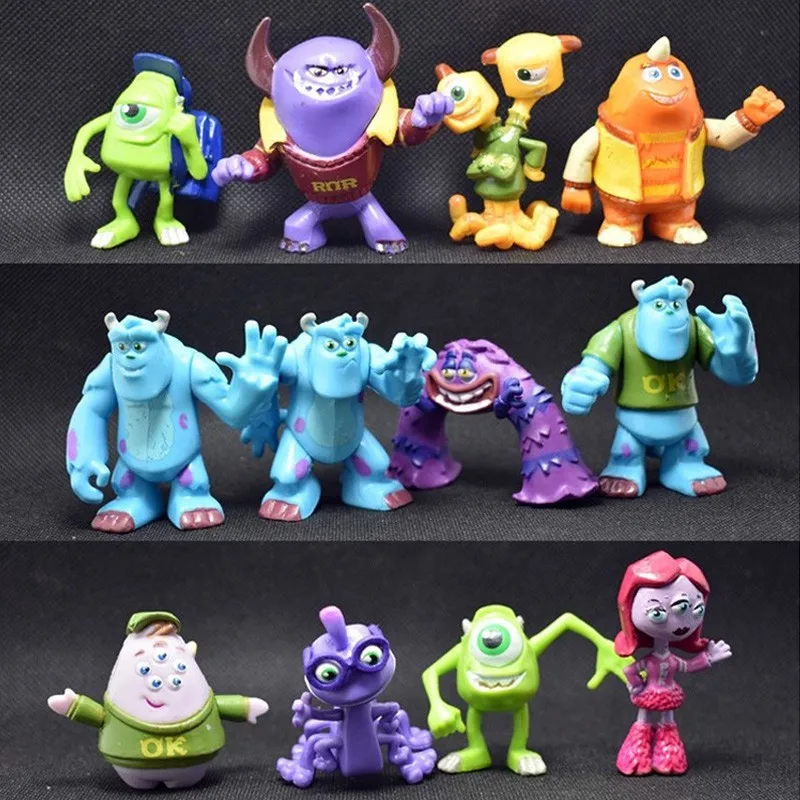 Figuras de acción de Disney, 12 unids/lote de 5-6cm, la Universidad de monstruos, Mike Wazowski, James P. Garrett, modelo de PVC