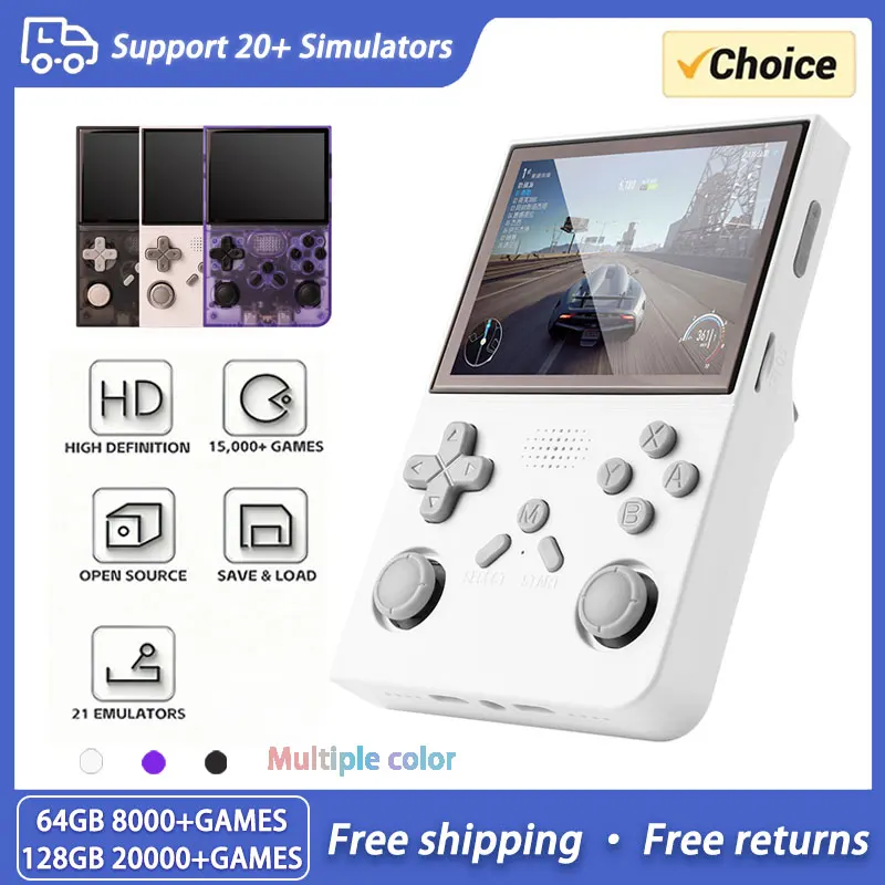 

NEW R40 Retro Handheld Game Console Linux System 3.5 Inch IPS Screen Portable Pocket Video Player 64GB 128GB Games Kid Gift