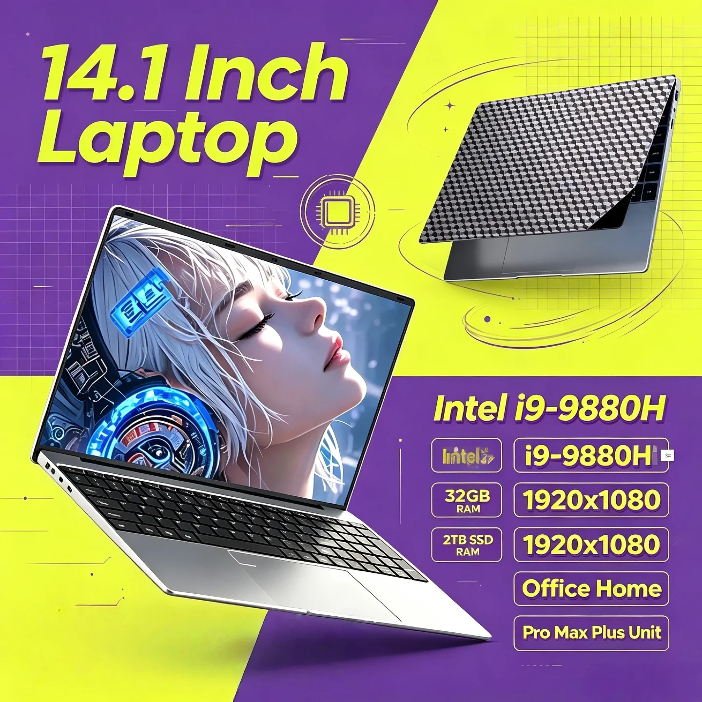 2026 Intel Core i9 9880H 8C 16T 32GB RAM 2TB SSD 14.1 Inch Laptop Portable Business Pro Max Unit Speed
